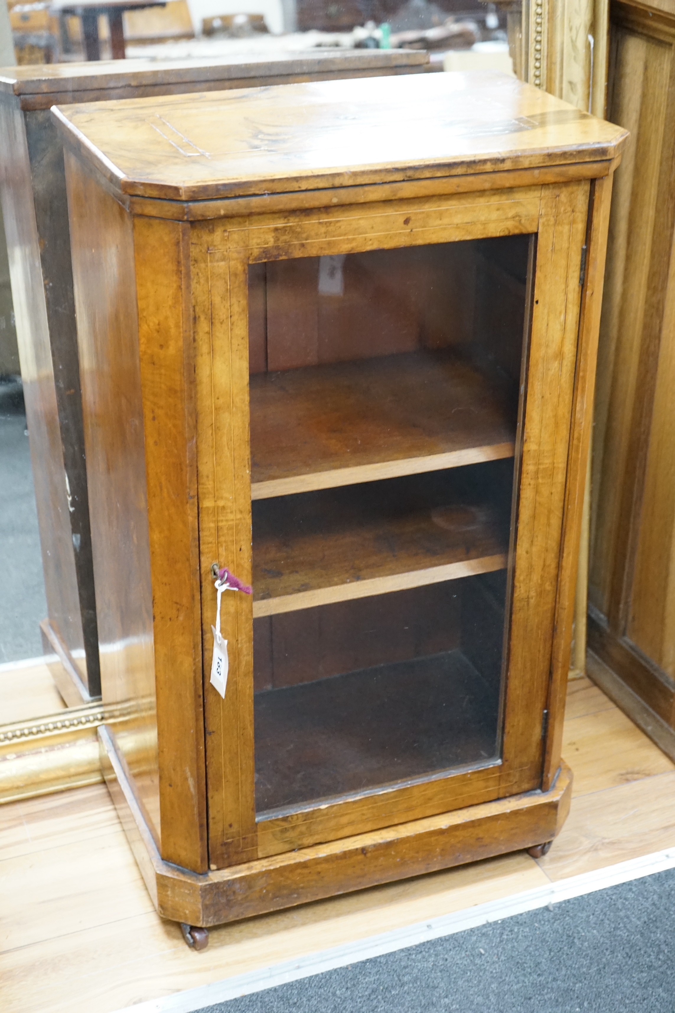 Two Victorian walnut music cabinets, larger width 53cm, depth 34cm, height 90cm